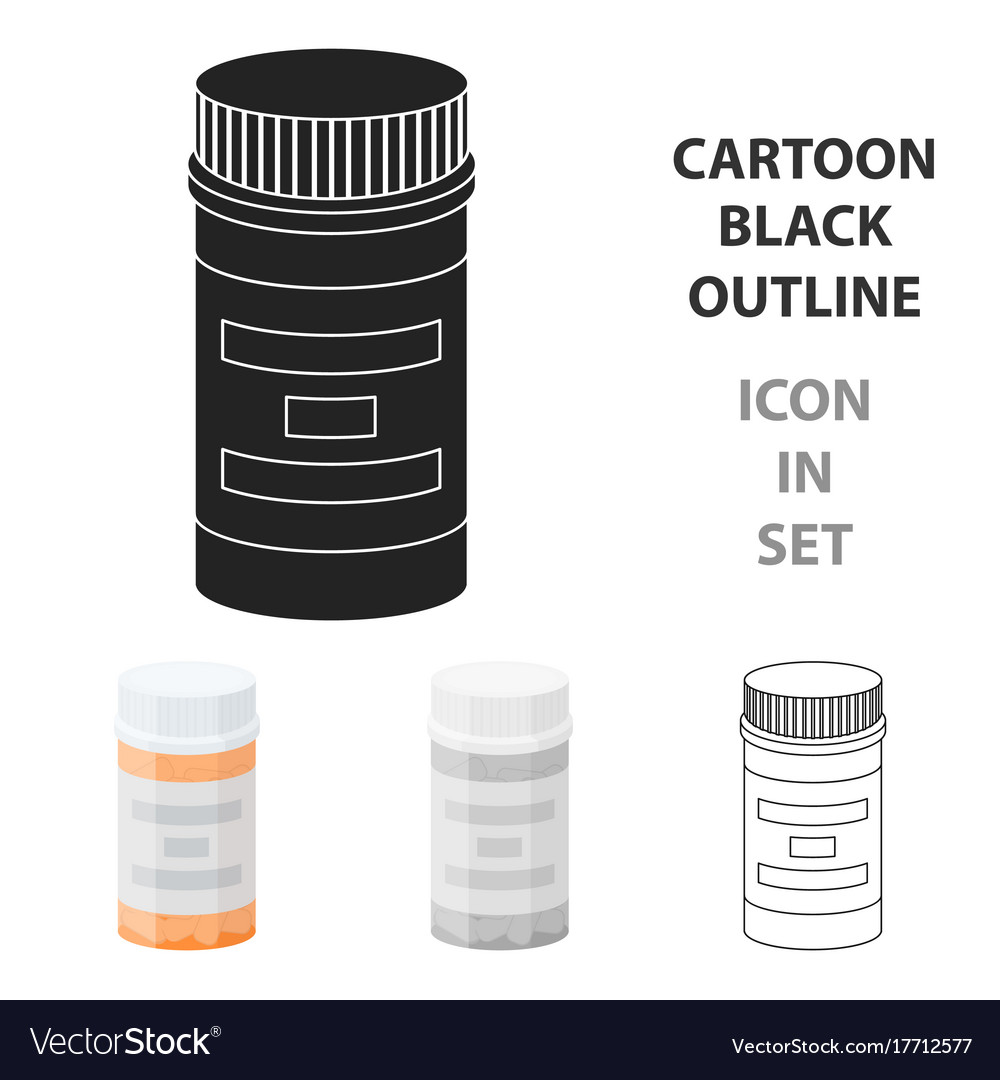 Prescription bottle icon in cartoon style isolated