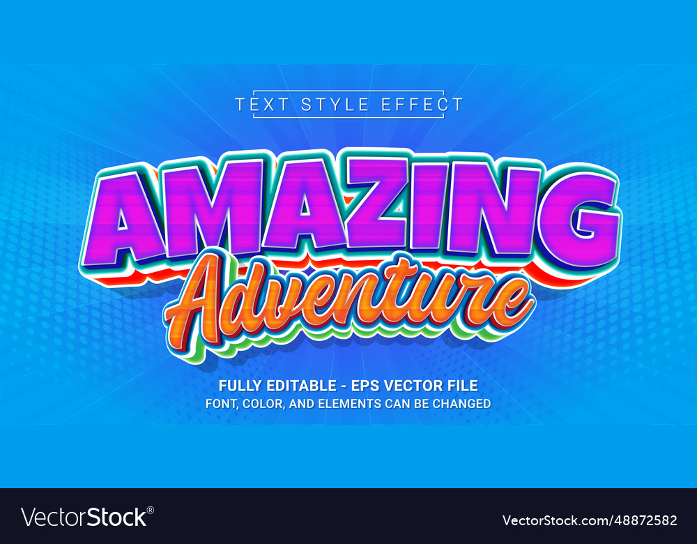 Amazing adventure text style effect editable Vector Image