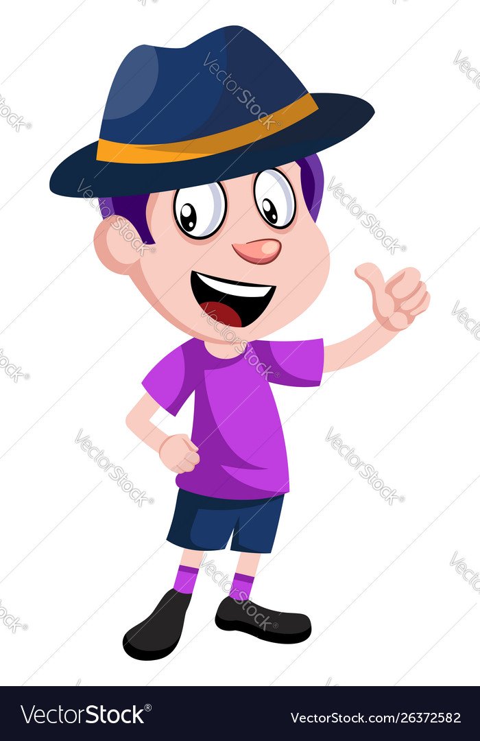 Boy with blue hat on white background Royalty Free Vector