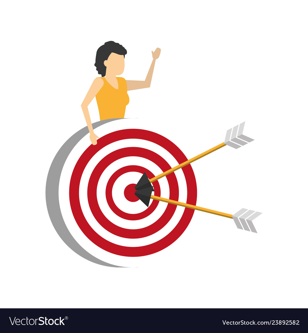 Business woman with target arrows Royalty Free Vector Image