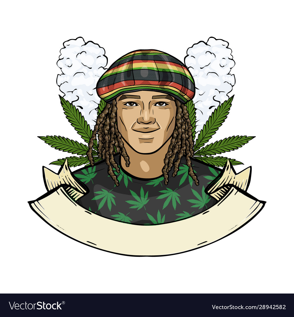 Hand drawn color sketch rastaman Royalty Free Vector Image