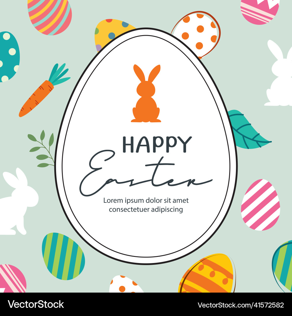 Happy easter egg greeting card background Vector Image