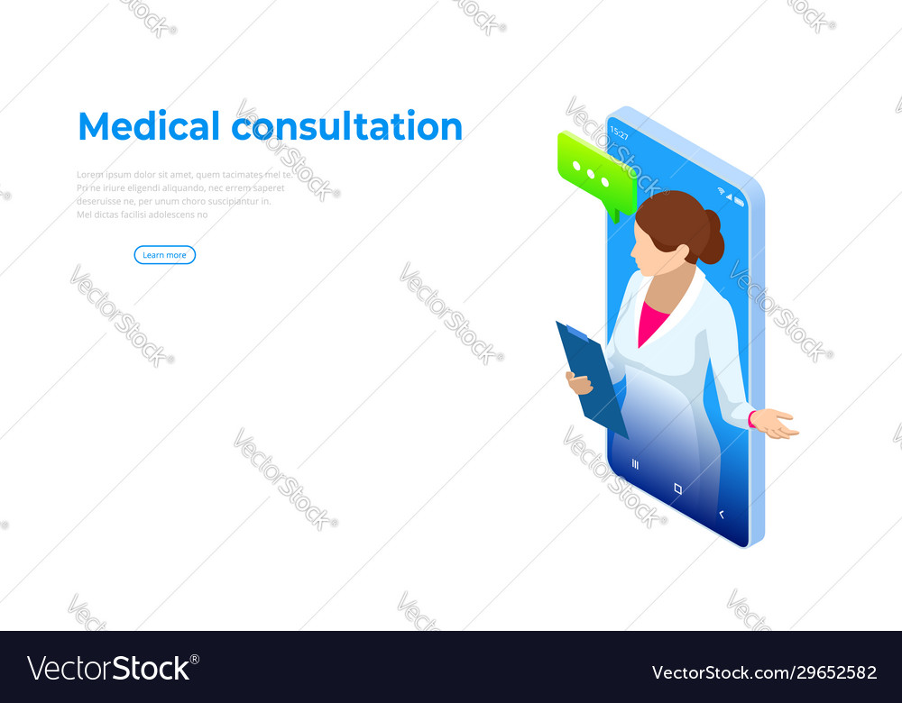Isometric Online Medical Consultation Health Care Vector Image