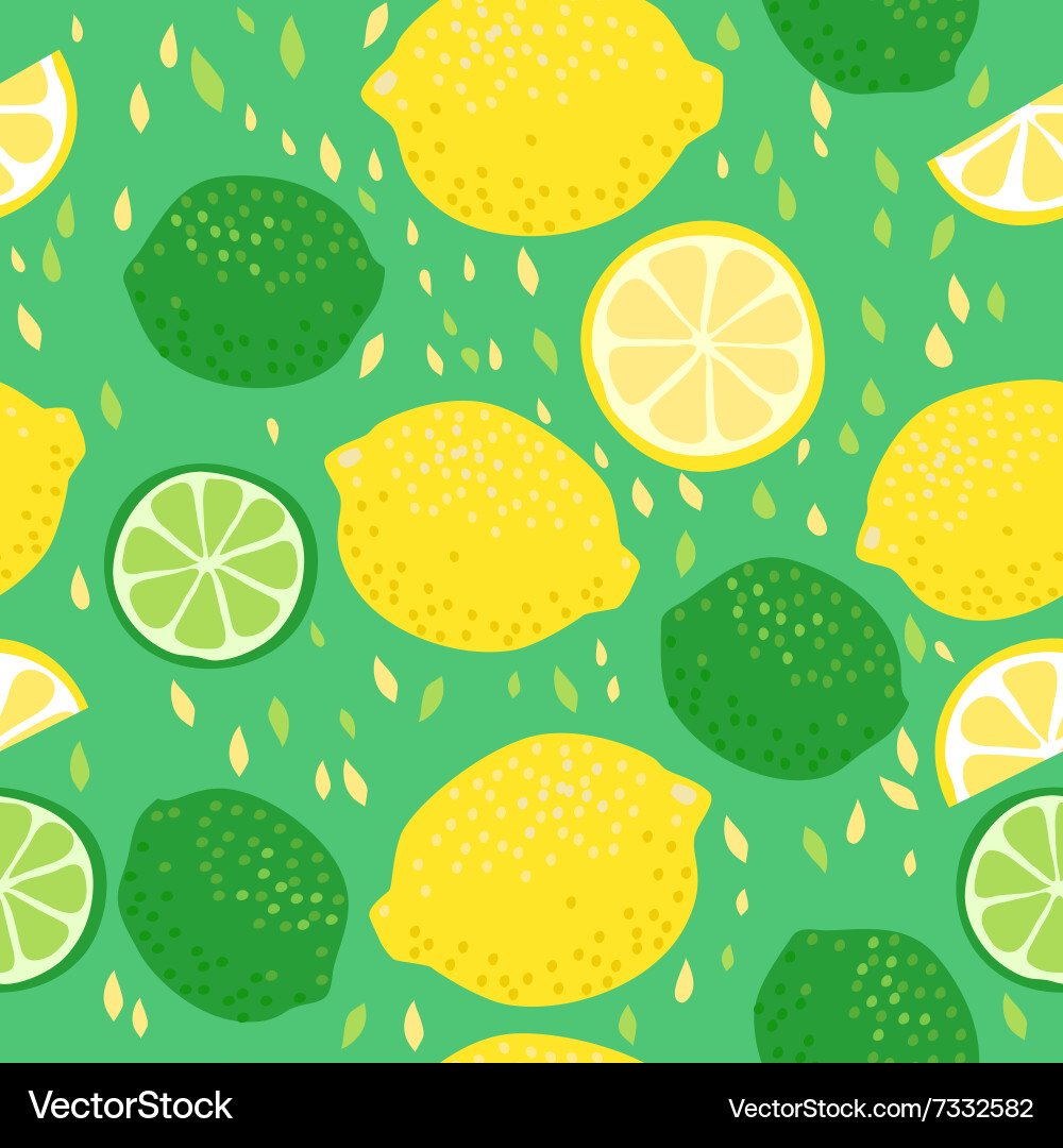 Lemons and limes seamless pattern Royalty Free Vector Image