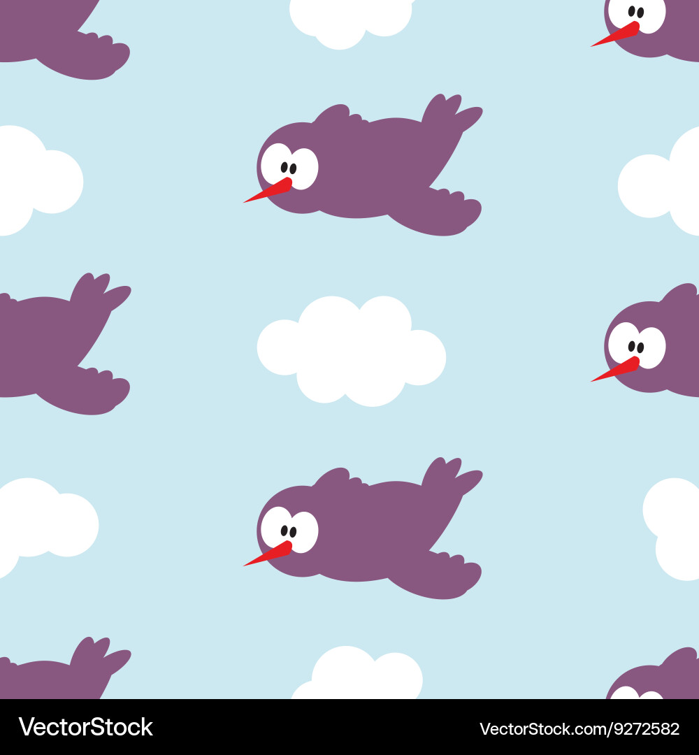 Seamless pattern with birds in clouds Royalty Free Vector