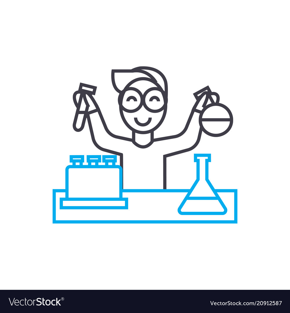 Chemistry laboratory work linear icon concept Vector Image
