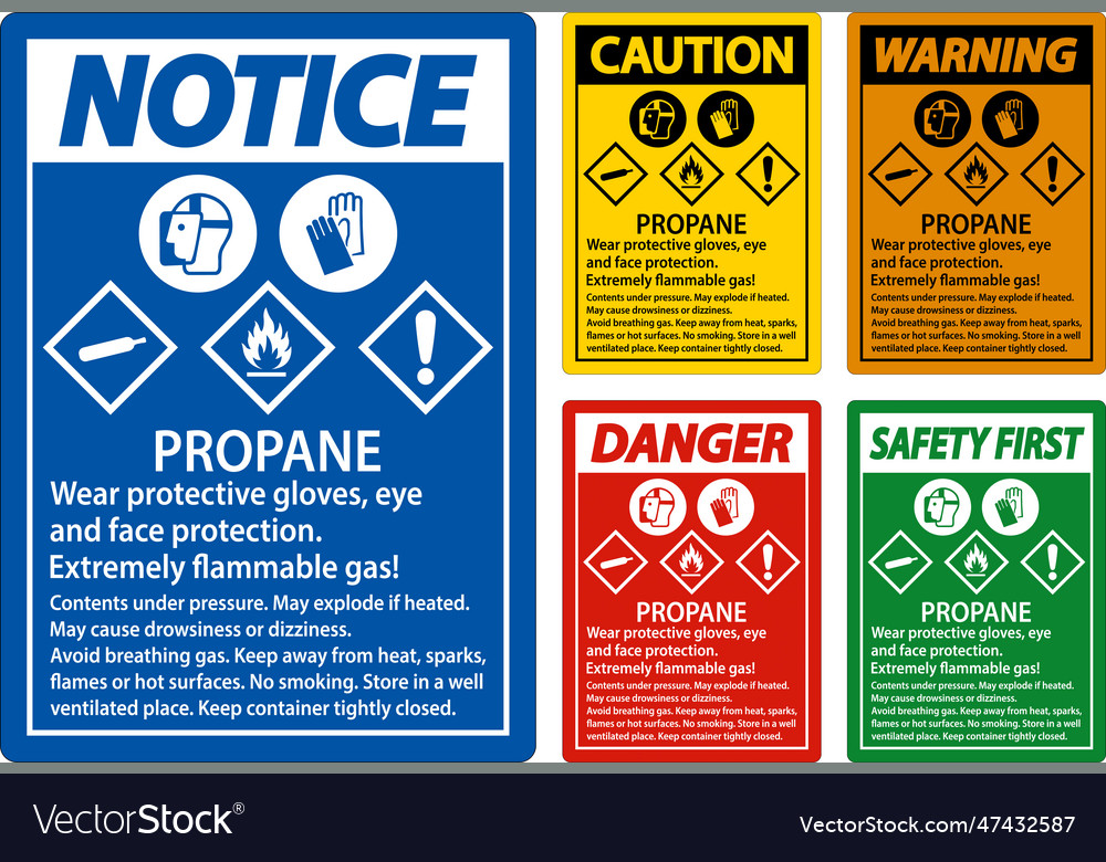 Danger propane flammable gas ppe ghs sign Vector Image