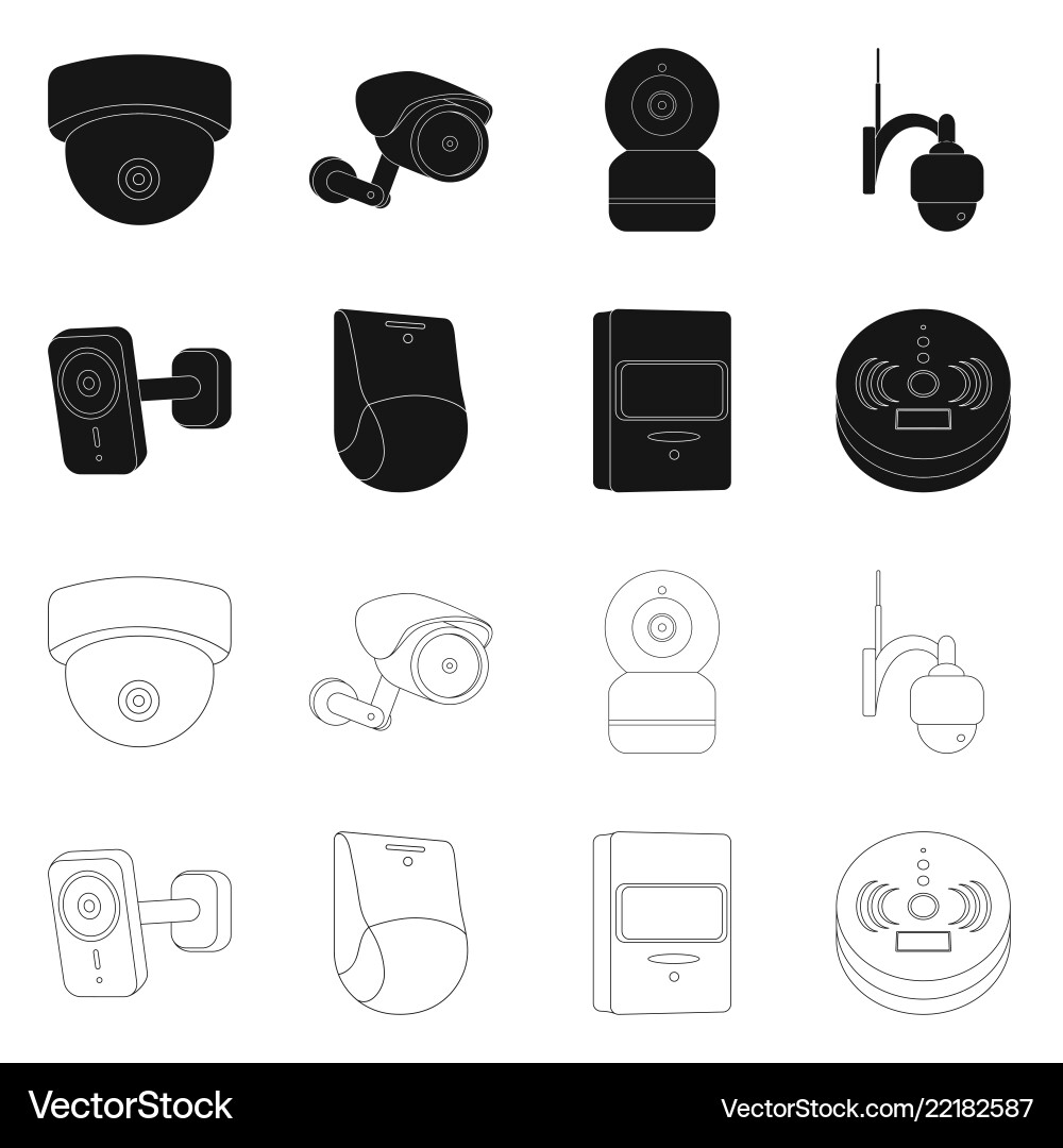 Design of cctv and camera icon set Royalty Free Vector Image