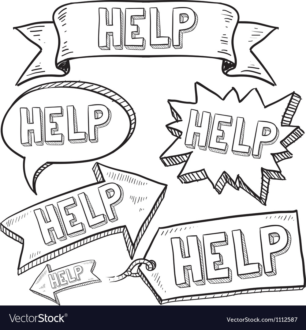 Doodle Label Tag Banner Help Royalty Free Vector Image