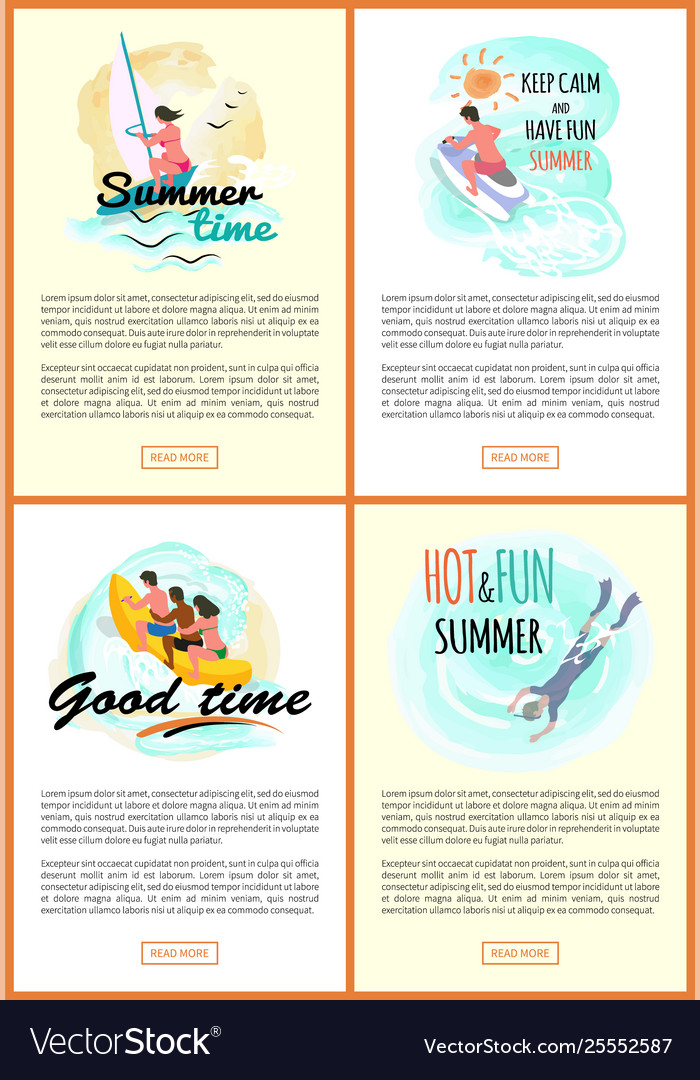 Good time summer adventures seaside website set