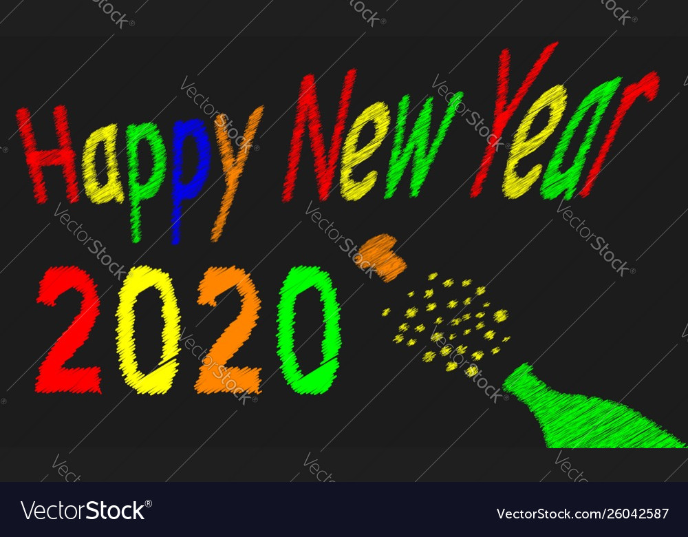 Happy new year chalk board for 2020 Royalty Free Vector