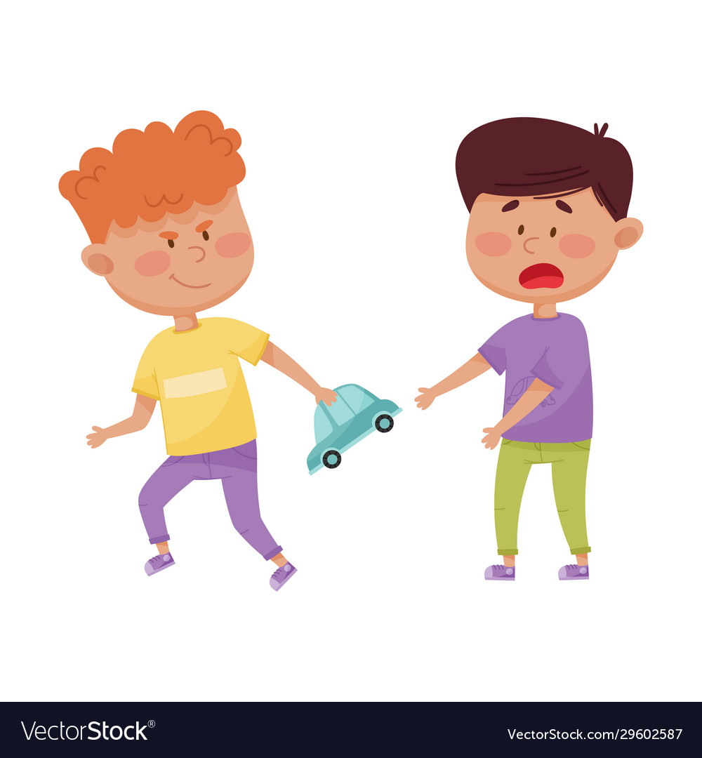 Little Boy With Grin On His Face Taking Away Toy Vector Image   Little Boy With Grin On His Face Taking Away Toy Vector 29602587 