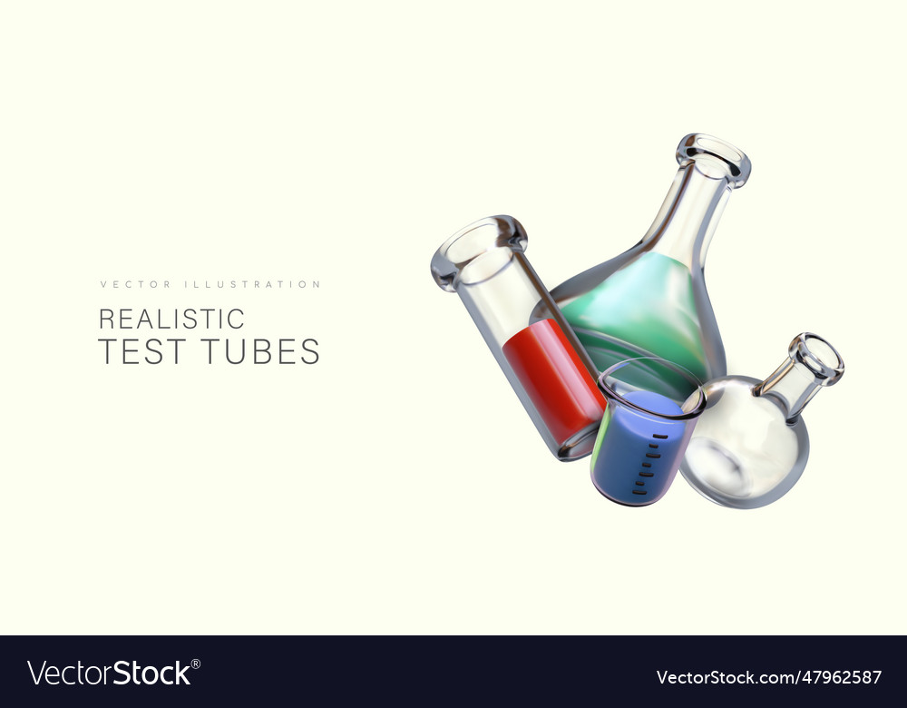 Realistic test tubes in different positions set Vector Image