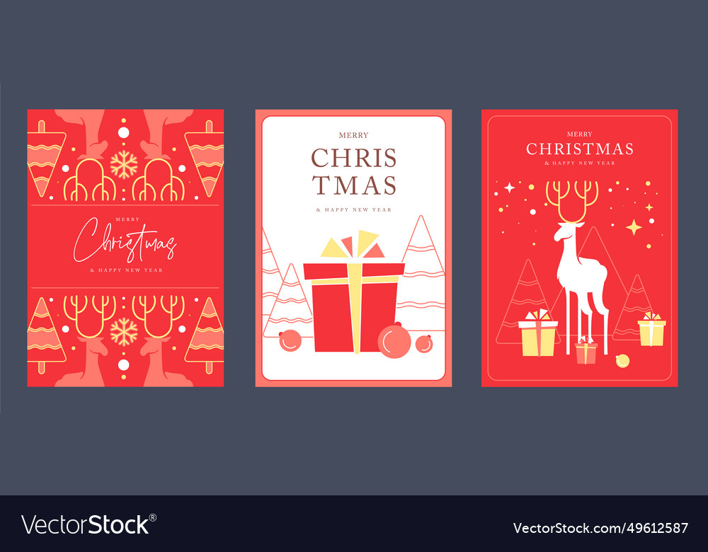 Set of christmas holiday greeting cards or covers Vector Image