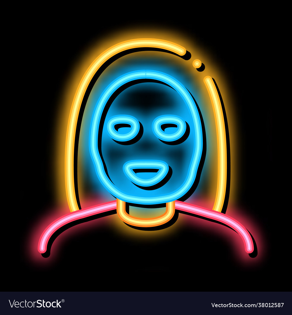 Woman Healthcare Mask Neon Glow Icon Royalty Free Vector