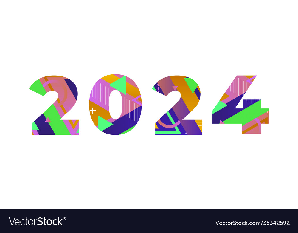    2024 Concept Retro Colorful Word Art Vector 35342592 