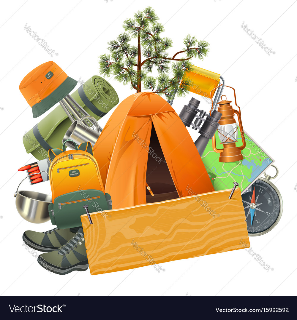 Camping concept with tent Royalty Free Vector Image