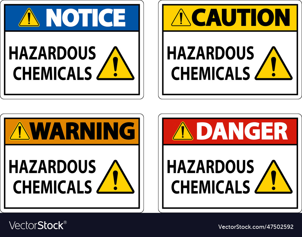 Hazardous chemicals sign on white background