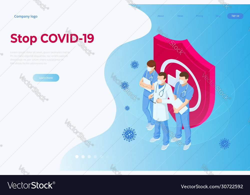 Isometric concept thank you doctors and nurses Vector Image