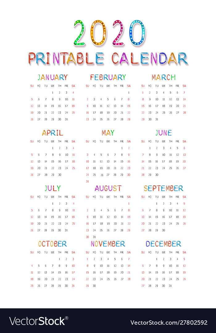 Kids 2020 year calendar concept banner Royalty Free Vector