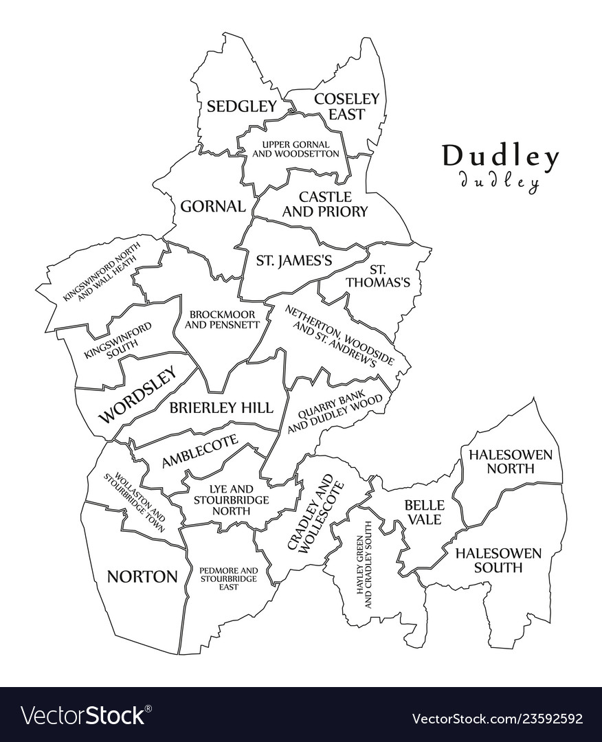 Modern city map - dudley england Royalty Free Vector Image