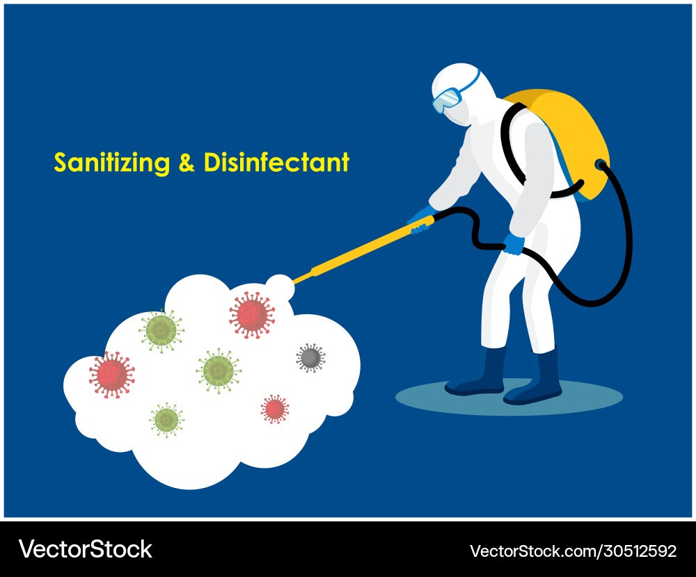 Sanitizing disinfectant an office for covid19 Vector Image