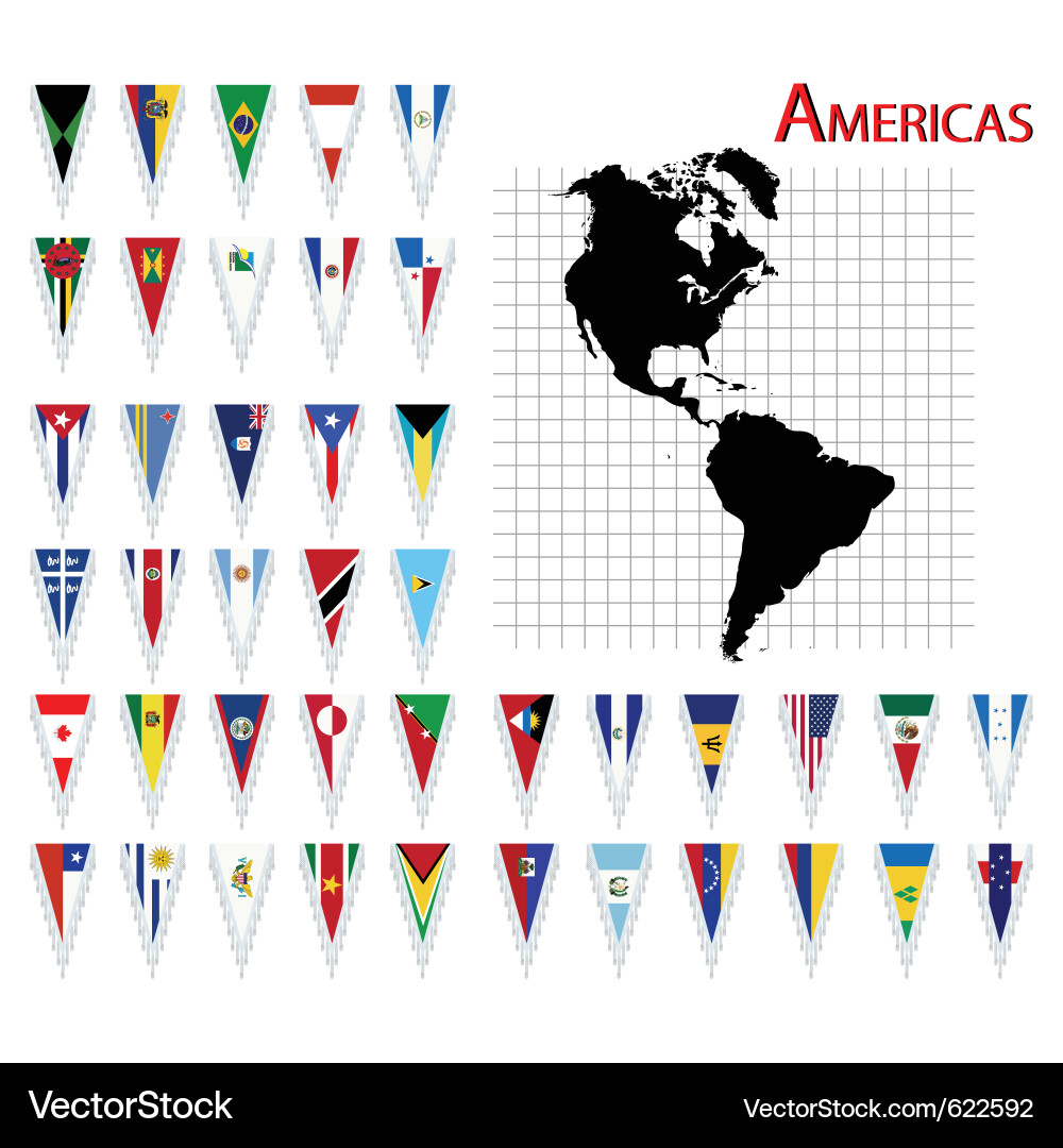 South and north america flags Royalty Free Vector Image