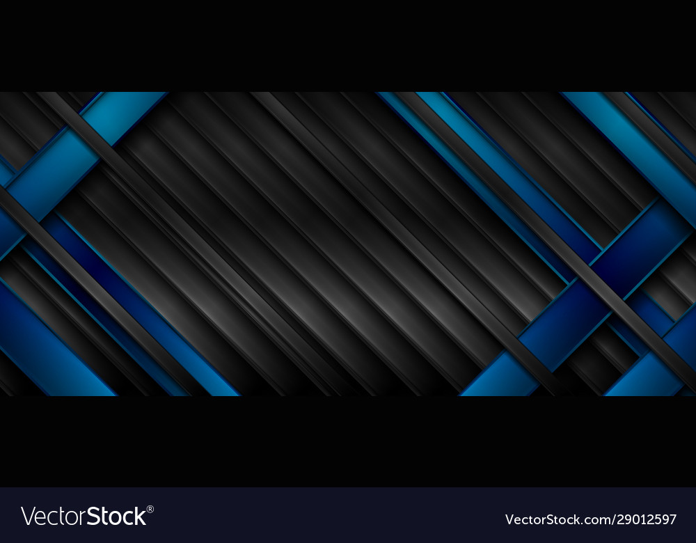 Black and blue glossy stripes abstract tech Vector Image