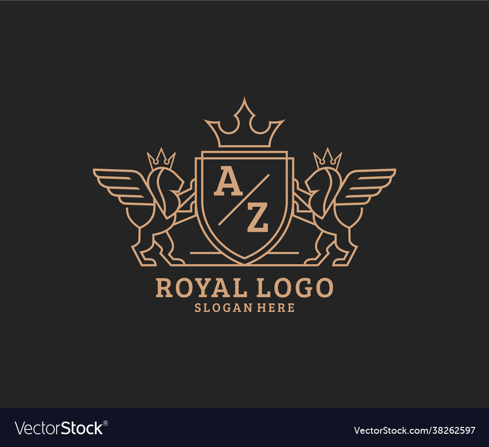 Initial az letter lion royal luxury heraldiccrest Vector Image