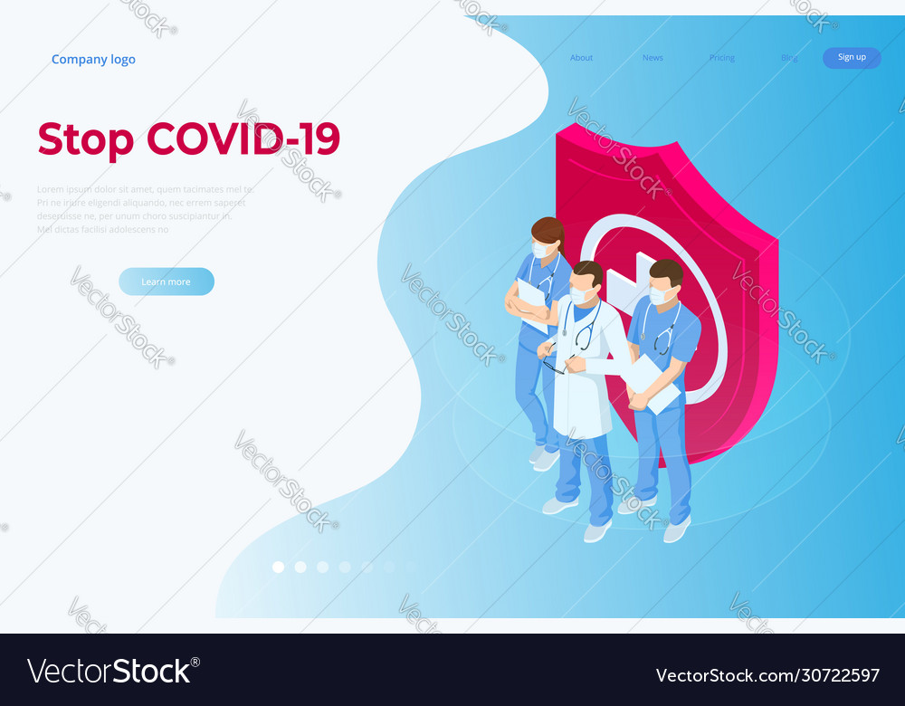 Isometric concept thank you doctors and nurses Vector Image