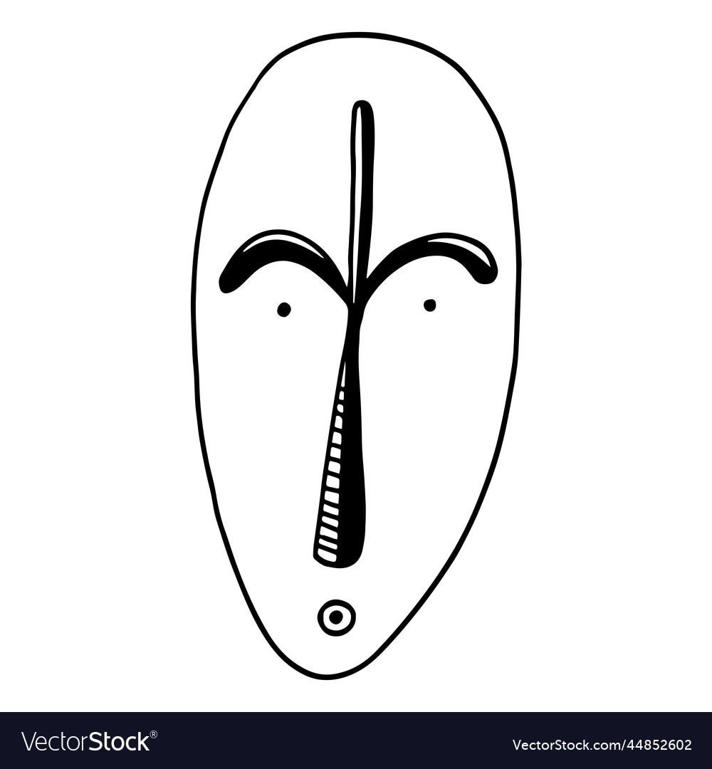 African tribal ritual mask doodle black and white Vector Image