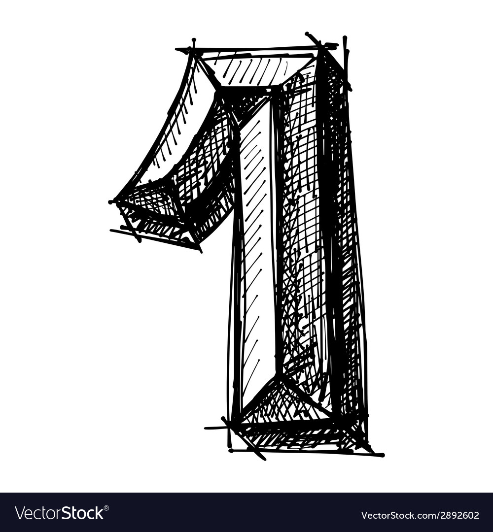 Black sketch drawing numbers Royalty Free Vector Image