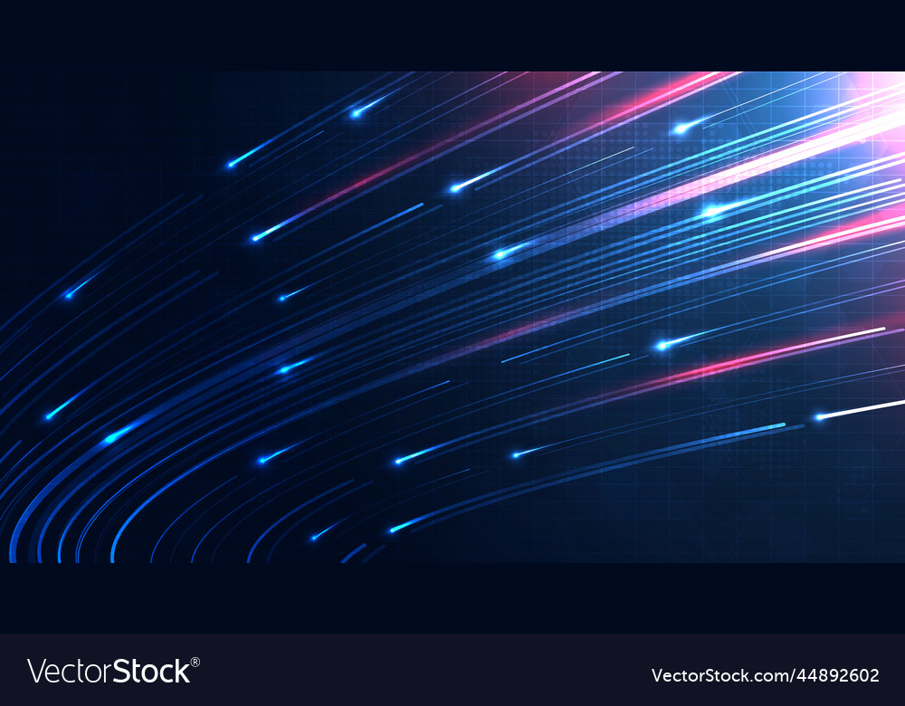Blue light streak fiber optic speed line Vector Image