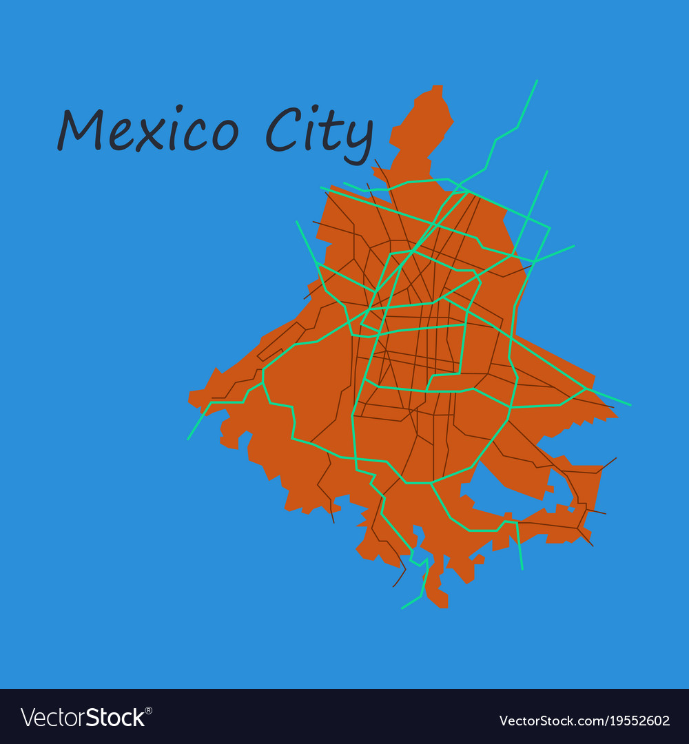 Flat color map of mexico city plan Royalty Free Vector Image