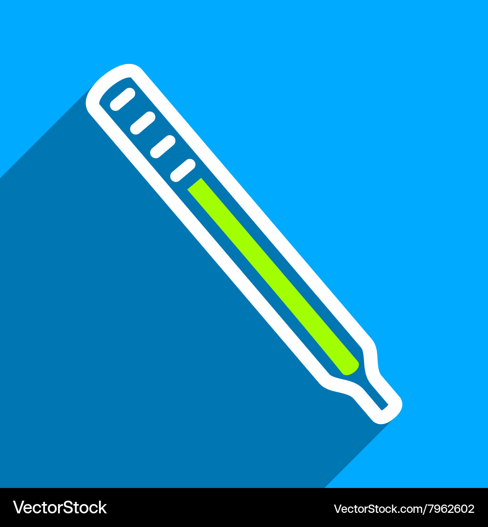 Medical thermometer flat square icon with long Vector Image