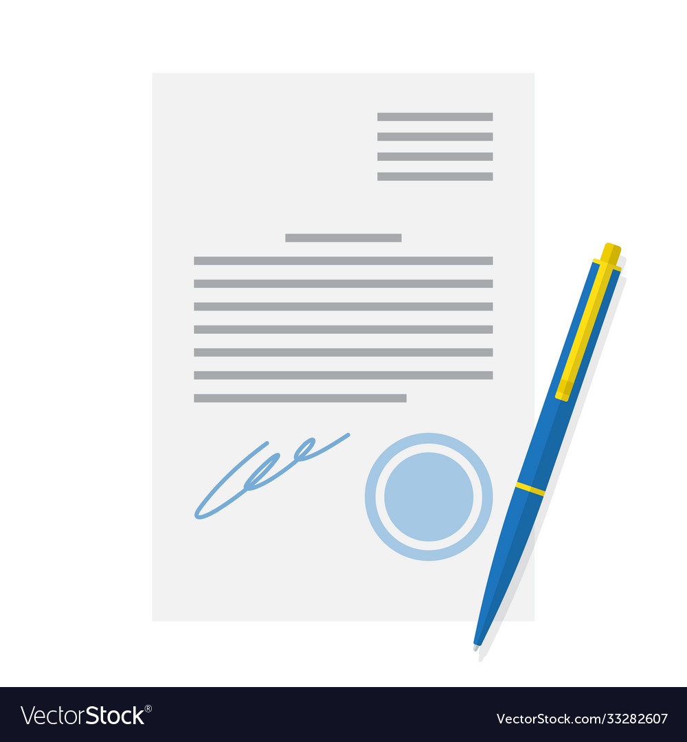 Document officially certified signature and blue Vector Image