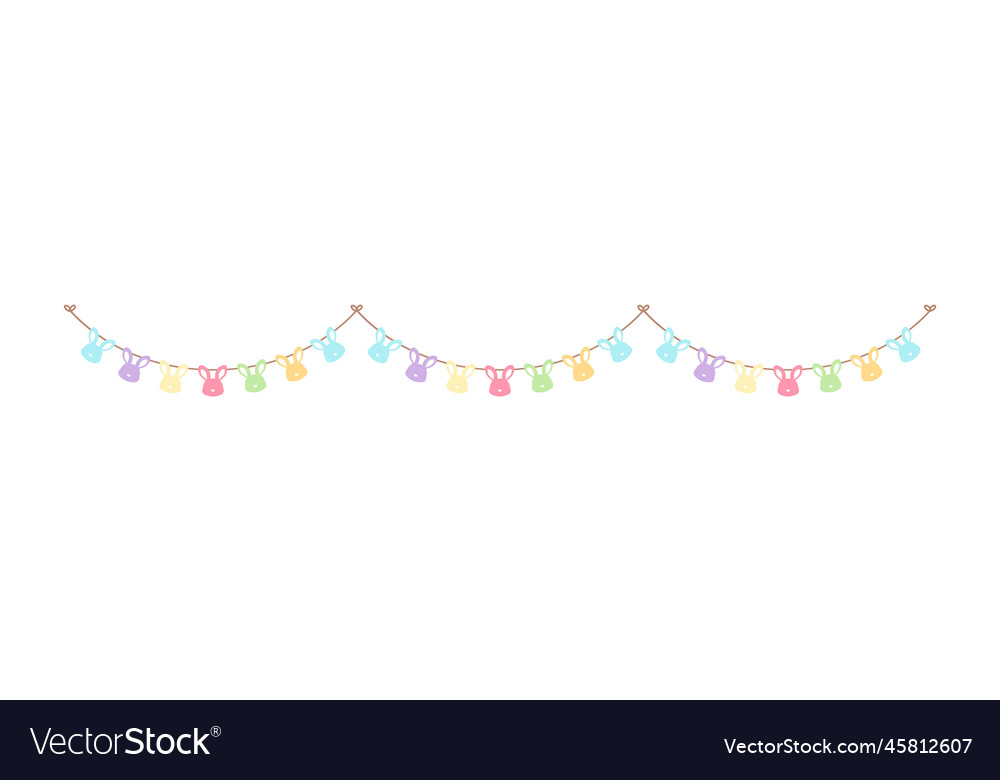 Easter colorful pastel rabbit head bunting clipart