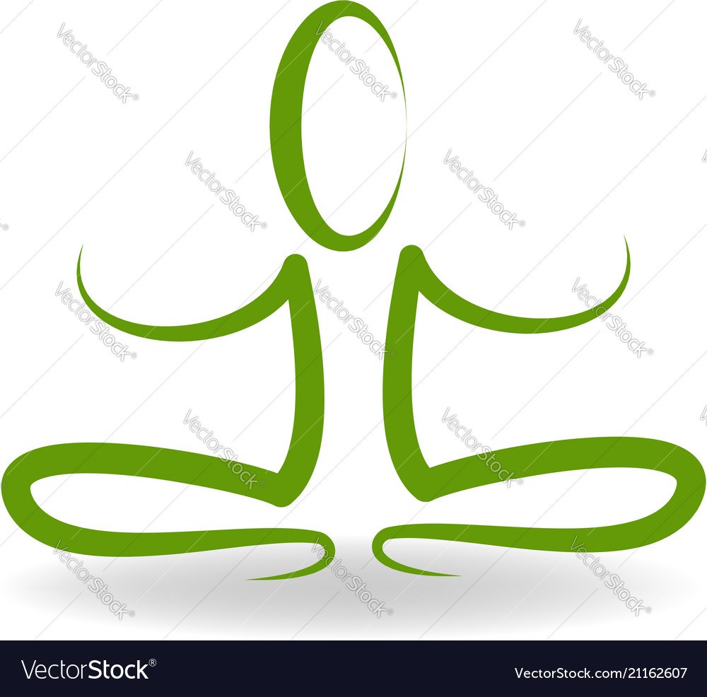 Green yoga meditating people isolated Royalty Free Vector