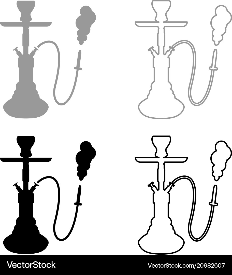 Hookah Shisha Icon Set Grey Black Color Royalty Free Vector