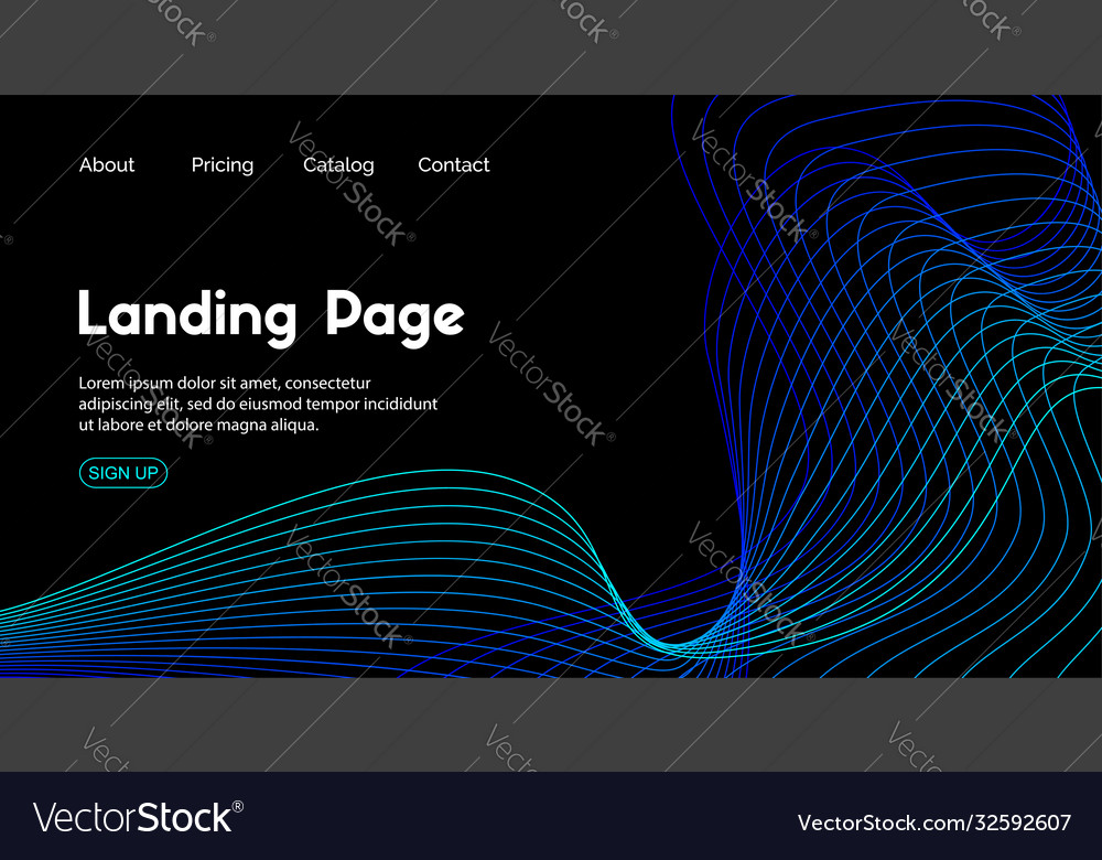 Landing page template dark blue abstract Vector Image