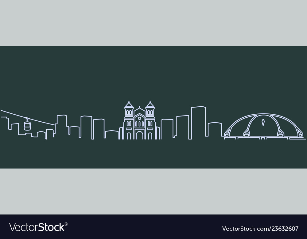 Medellin single line skyline Royalty Free Vector Image