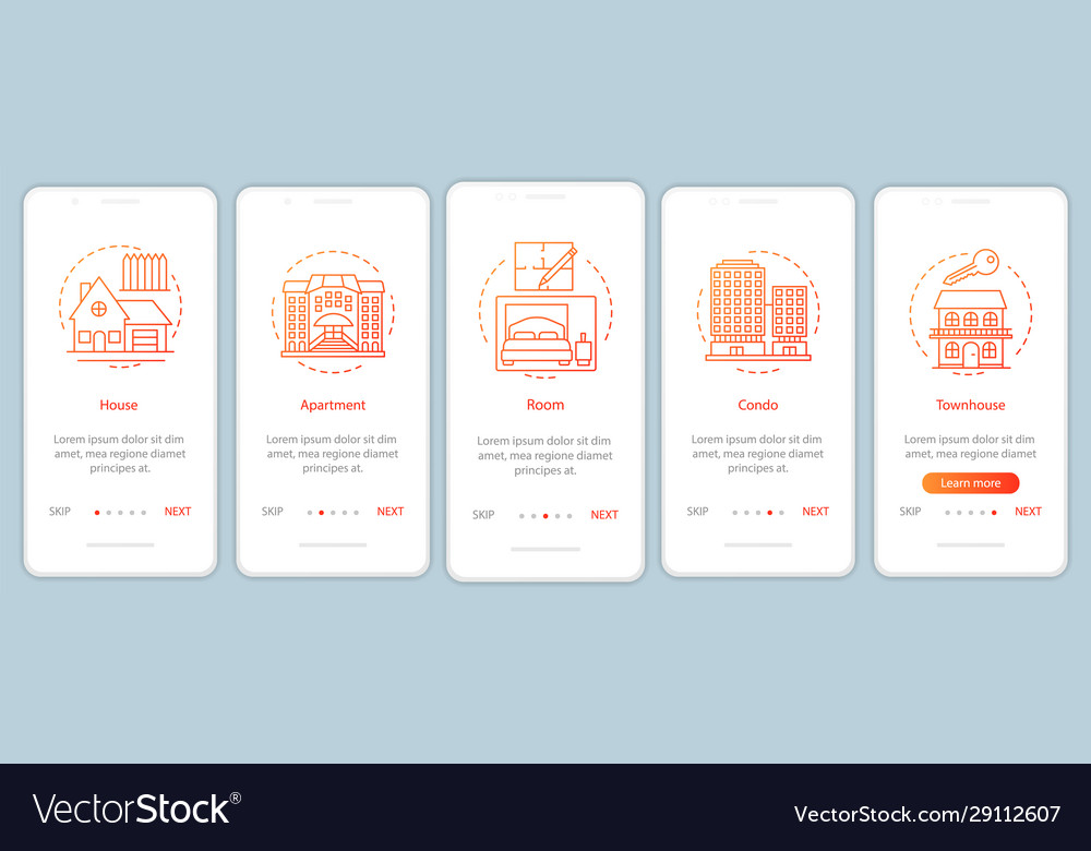Real estate onboarding mobile app page screen Vector Image