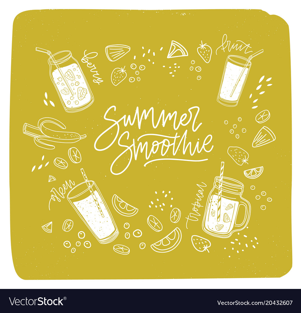 summer smoothie lettering written with cursive cursive lettering