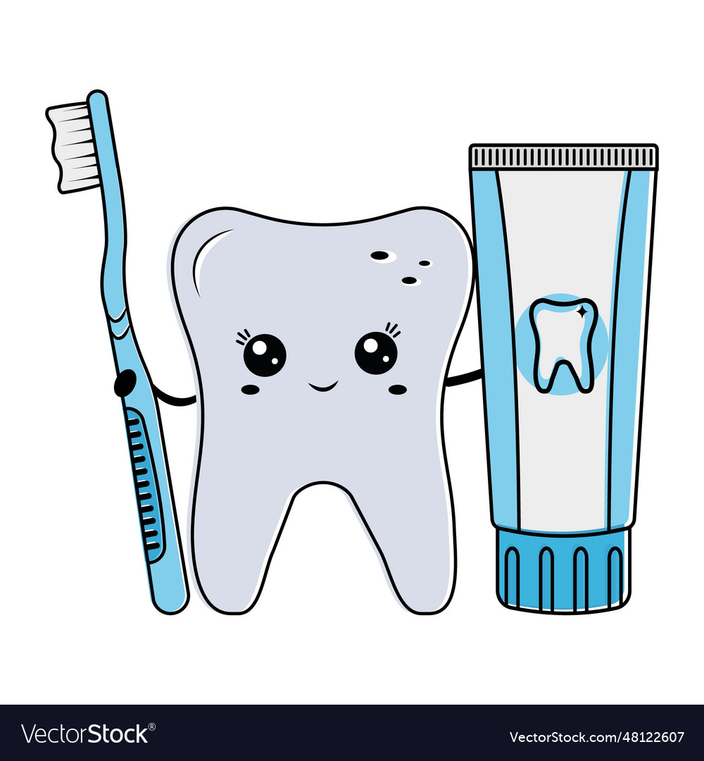 Toothbrush Kawaii Color Royalty Free Vector Image