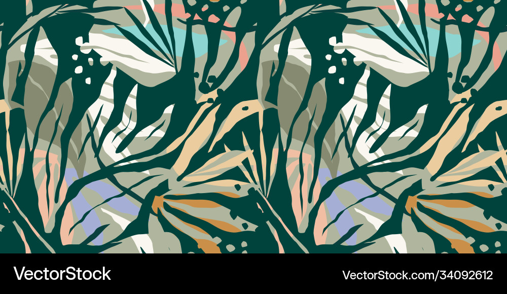 Artistic seamless pattern with abstract leaves Vector Image