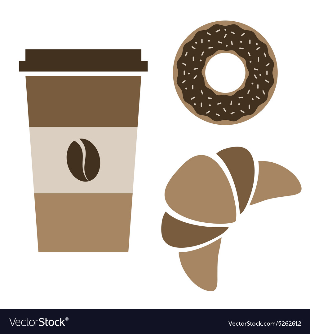 Coffee Donut And Croissant Royalty Free Vector Image