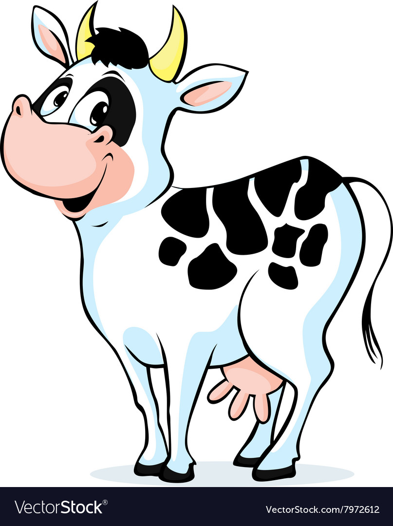 Cute cow standing isolated on white background Vector Image