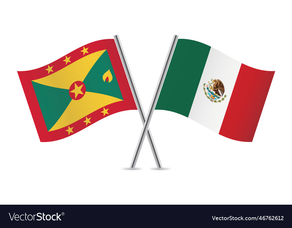 Grenada and mexico crossed flags Royalty Free Vector Image