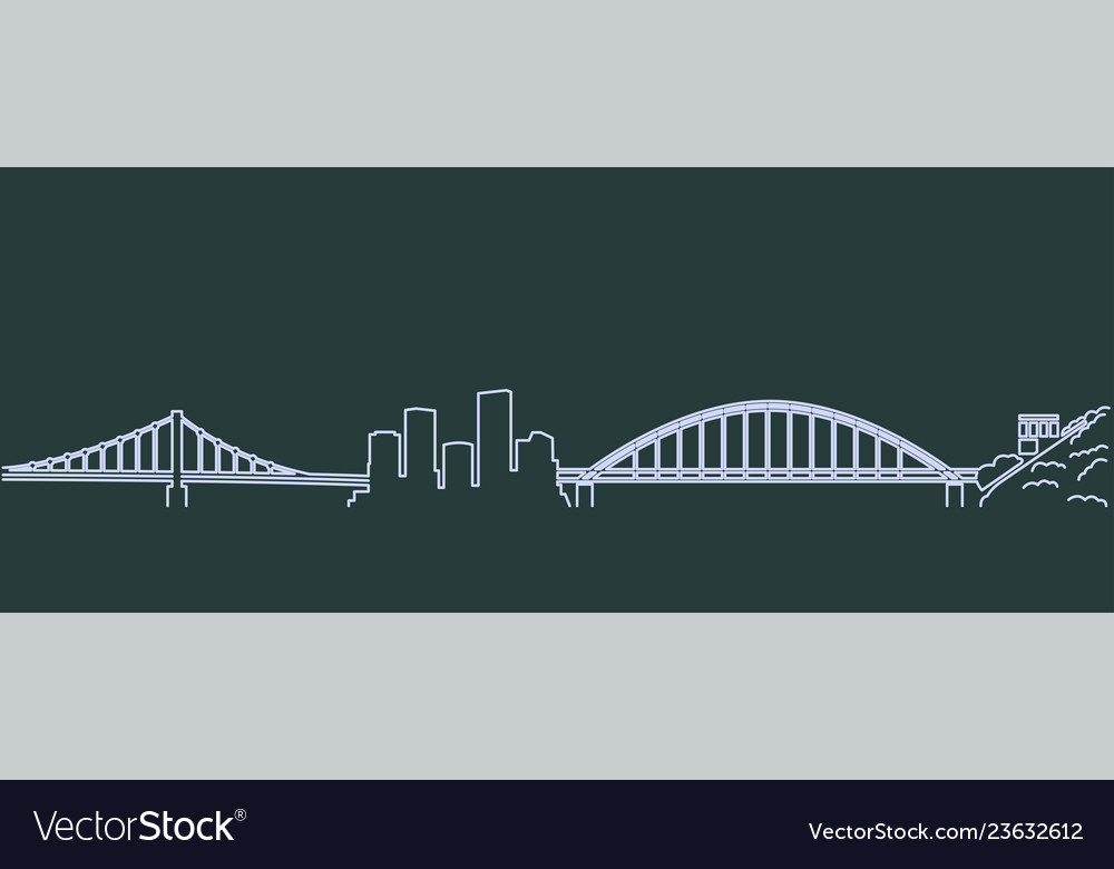 Pittsburgh single line skyline Royalty Free Vector Image