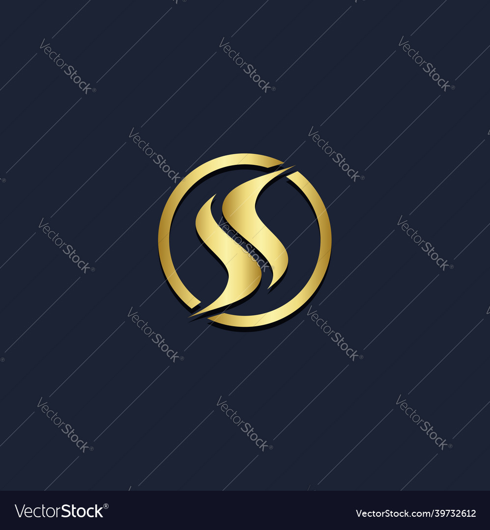 S monogram curve gold logo Royalty Free Vector Image